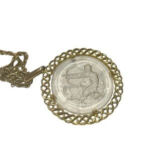 Gold Crown Trifari Sagittarius Pendant Necklace